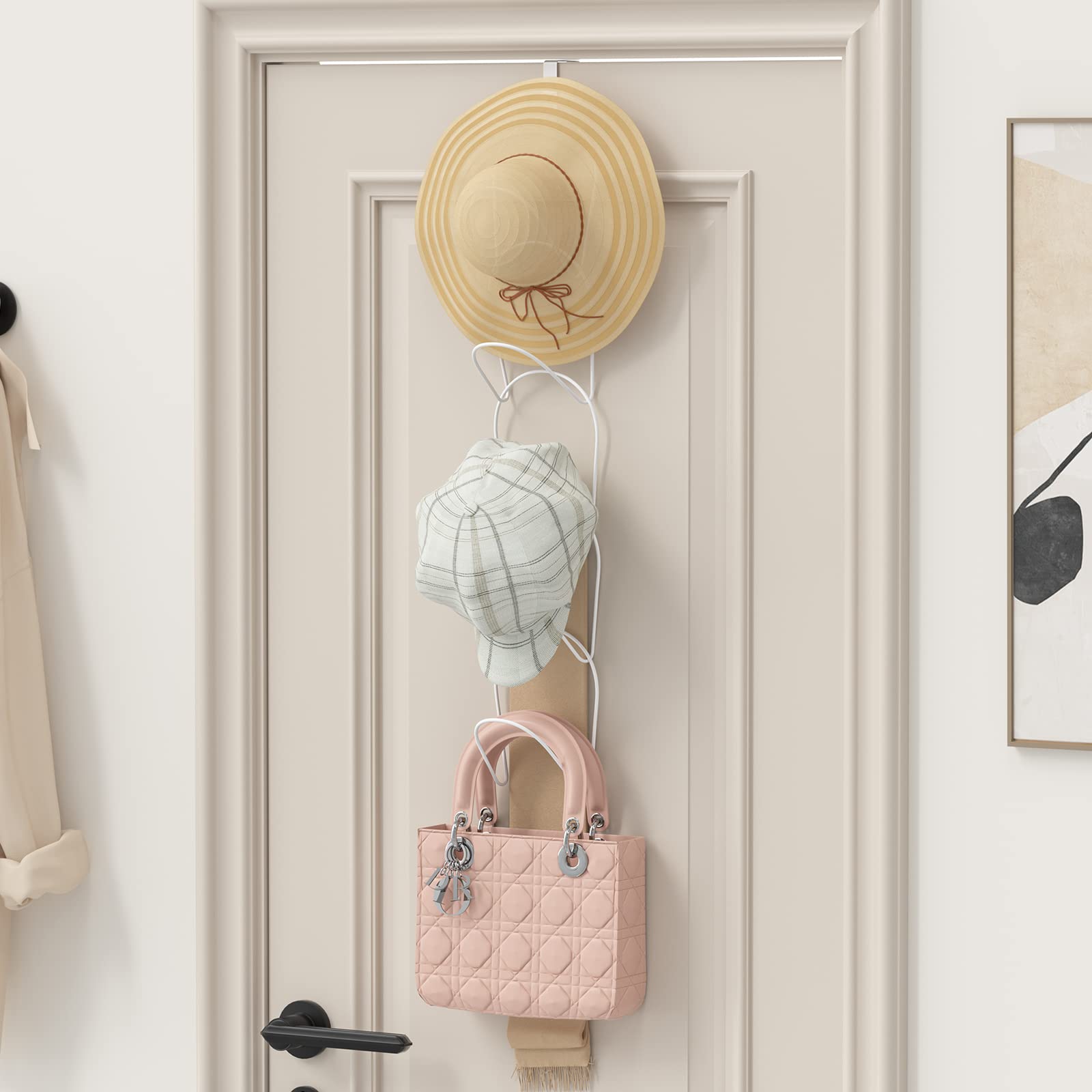 Linfidite 15 Pack Baseball Hat Rack Hanger Holder Organizer Multi Hook Wall Mounted Over Door Cap Display Storage Rack Cap Holde